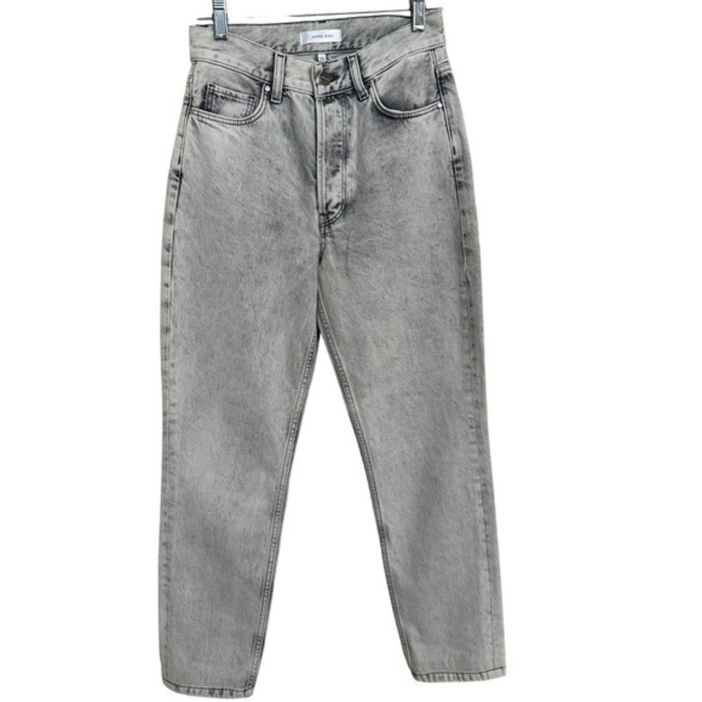 ANINE BING Acid Wash High Rise Straight Leg Jeans 25 Gray